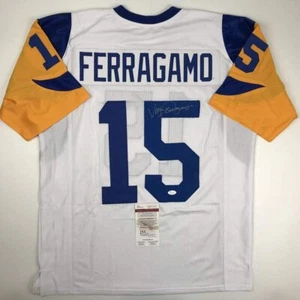 Autographed/Signed Vince Ferragamo Los Angeles LA White Football Jersey JSA COA - Picture 1 of 4