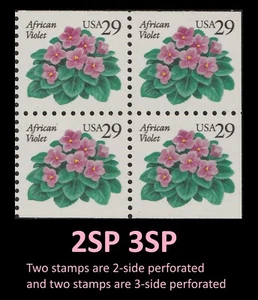 US 2486 African Violet 29c 2SP 3SP block 4 MNH 1993 - Picture 1 of 1