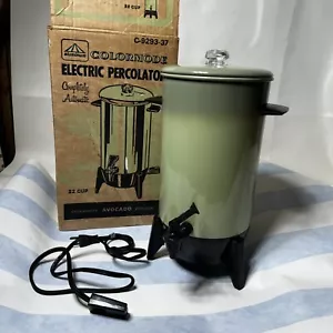 Vintage elektrische Kaffeemaschine Avocado grün 22 Tassen Aluminium IOB Farbmodus C929337 - Bild 1 von 24
