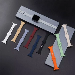 Slim Band 6 For Series Apple Women 9 8 5 Silicone Watch 7 Strap SE 40/44/41/45mm - Picture 1 of 48