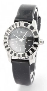 Christian Dior Christal Diamant & schwarzer Saphir Lünette - schwarzes Leder CD112116 - Bild 1 von 24
