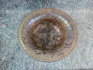 Vintage Imperial Carnival Glass Lustre Rose Smoke Large 11” Footed Fruit Bowl - Picture 1 of 7