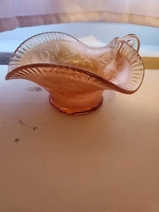 Antique Dugan Marigold Carnival Glass Wind Flower Ruffled Candy dish with handle - Picture 1 of 5