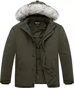 Chaqueta de invierno grande y alta para hombre Soularge parka cálida acolchada abrigo con capucha de piel sintética - Imagen 1 de 33