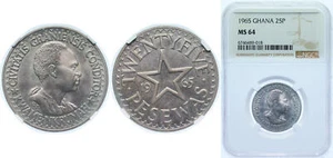 Ghana 1965 25 Pesewas Coppernickel NGC MS 64 - Picture 1 of 1