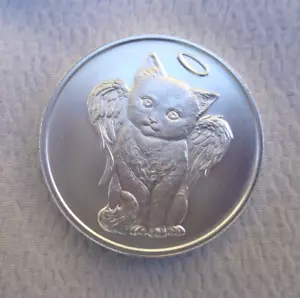 1/2 oz. CHERUB CAT REMEMBRANCE TOKEN round .999 fine silver - Picture 1 of 4