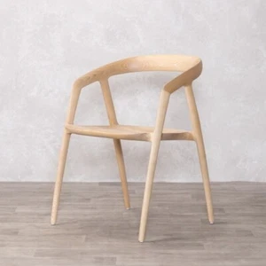 WOODEN SCANDINAVIAN STYLE DINING CHAIR SOLID ASH WOOD JAPANDI STYLE NATURAL - Picture 1 of 13