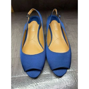 J. Renee Women's Jenvey Slingback Pumps Blue Open Toe Size 8W - Picture 1 of 6