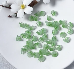 100Pcs Multicolor Vintage Trumpet Bell Flower Cap Beads Lampwork Glass 10x6mm - Picture 1 of 50