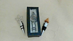 Bottle Stoppers Stainless Set of 3 Diacroic Glass Topper Wood Topper Stainless - Picture 1 of 4