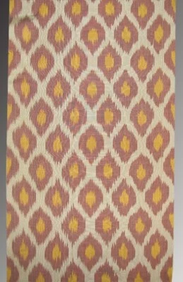 11 Yard HAND MADE UZBEK Natural SILK IKAT ADRAS FABRIC # 7473 - Image 1 of 4