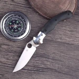 High Quality 440c High Carbon Steel Folding Blade Pocket Knife Black G10 Handle - Picture 1 of 5