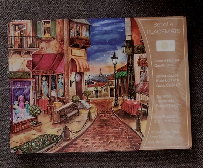 Manteles individuales de corcho Benson Mills 2008 Pimpernel French Boutiques Le Marais 15"x12" Foto 1 de 3