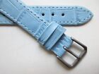 Baby-blue alligator print 16 mm leather watch band strap 