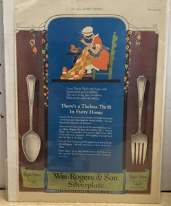Vtg Ad 1925 WM ROGERS & SON Tea Spoon Mayfair Silverplate Silverware Quilt Work - Picture 1 of 10