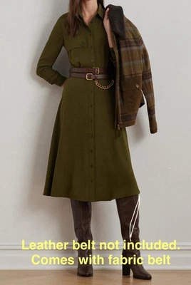 Vestido camisero Georgette de doble cara con cinturón Lauren Ralph Lauren para mujer - verde 12 Foto 1 de 4