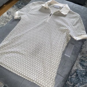 Beige Pattern Dress Shirt - Business Casual Shirt Size Medium - Geoffrey Beene - Picture 1 of 15