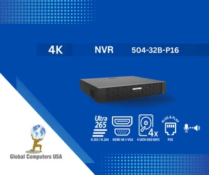 Uniview NVR 504-32B-P16 de 32CH 4k 16 MP 16CH PoE 265/H.265/H.264 no HDD - Picture 1 of 2