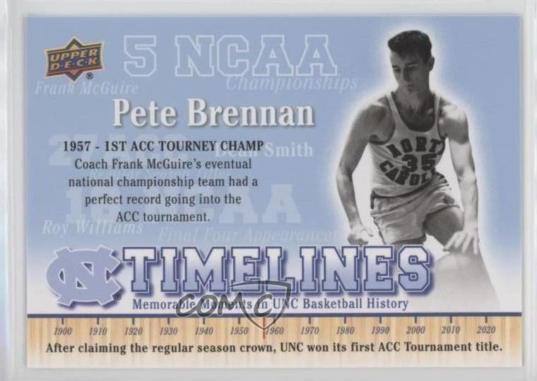 2010-11 UD North Carolina Basketball Timelines Pete Brennan #150 - Image 1 of 2
