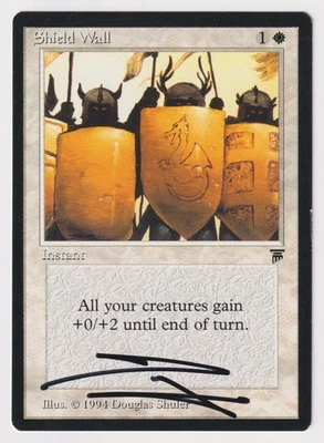 Sigend Shield Wall MP Legends English Artist Douglas Shuler 1994 WOTC MTG Magic! - Image 1 of 2