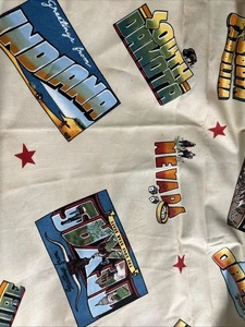 Karen Jarrar Cotton Fabric USA States Graphics Multicolor 1 yd x 44” State - Picture 1 of 2