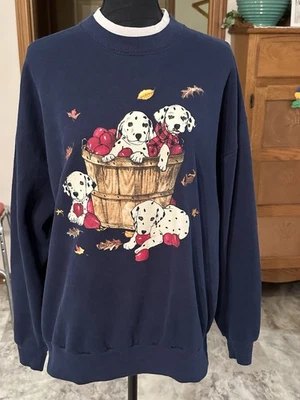 Gopher Sport VTG 90s Classic Cute Puppy Cottage Grandma Sweatshirt Size XL USA - Image 1 of 4
