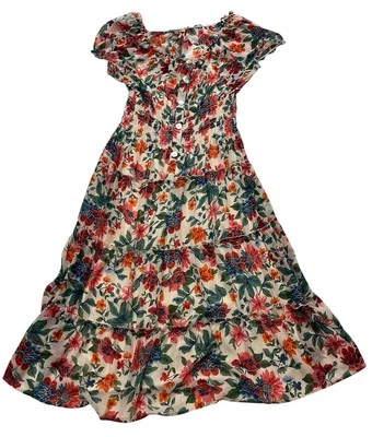 Figueroa & Flower 连衣裙女式 XL 码花卉 Cottagecore 波西米亚透明衬里 — 第 1/4 张图片