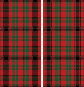 Christmas Placemats Set of 6 Red and Green Plaid Plastic Table Mats Recyclabl... - Picture 1 of 7