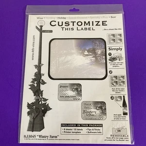 4th & Vine Wine Beer Bottle Labels B33045 Wintry Farm 8 Sheets/32 Removable - Picture 1 of 6