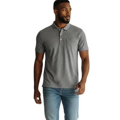Peter Millar Men's Golf Polo Shirt L Heather Gray Short Sleeve Sport 1/4 Button - Image 1 of 4