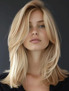 Balayage Beige Blonde Highlight Dark Roots Lace Front Wigs 100% Human Hair Wig - Foto 1 di 4