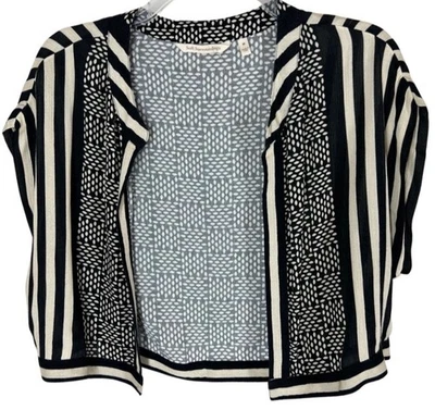 NUEVA Chaqueta Bolero Soft Surroundings Top M Negra Crema Peso Ligero Nueva Sin Etiquetas Foto 1 de 4