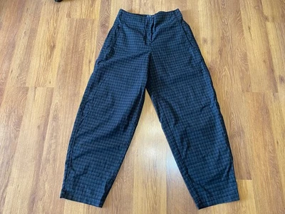 OSKA JET BLACK SELF CHECK PRINT COTTON BLEND EGG SHAPE TROUSERS-II - Image 1 of 4