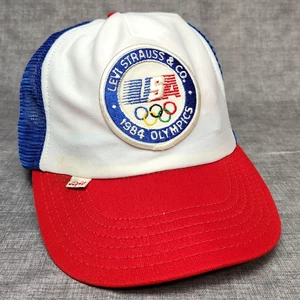 Vtg Levis Olympics Trucker Hat 1984 Snapback USA Made Cap Los Angelas California - Picture 1 of 8