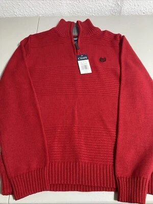 Nuevo con etiquetas Suéter Chaps Rojo Algodón Grande 14-16 Cuartos Cremallera #0033 Foto 1 de 4
