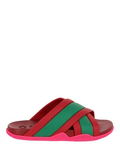 Gucci Womens Rubber Web Striped Sandals - Picture 1 of 4