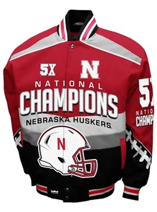 Nebraska Cornhuskers NCAA 5-Time National Championship Twill Jacket - Picture 1 of 2
