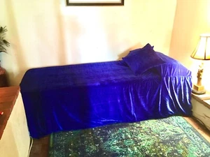 Royal Blue Velvet XL-Twin Duvet & Curtain Set - Picture 1 of 7