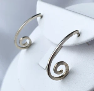Vintage Sterling Silver 925 Drop Swirl Earrings Mexico Marked ATI - Picture 1 of 8