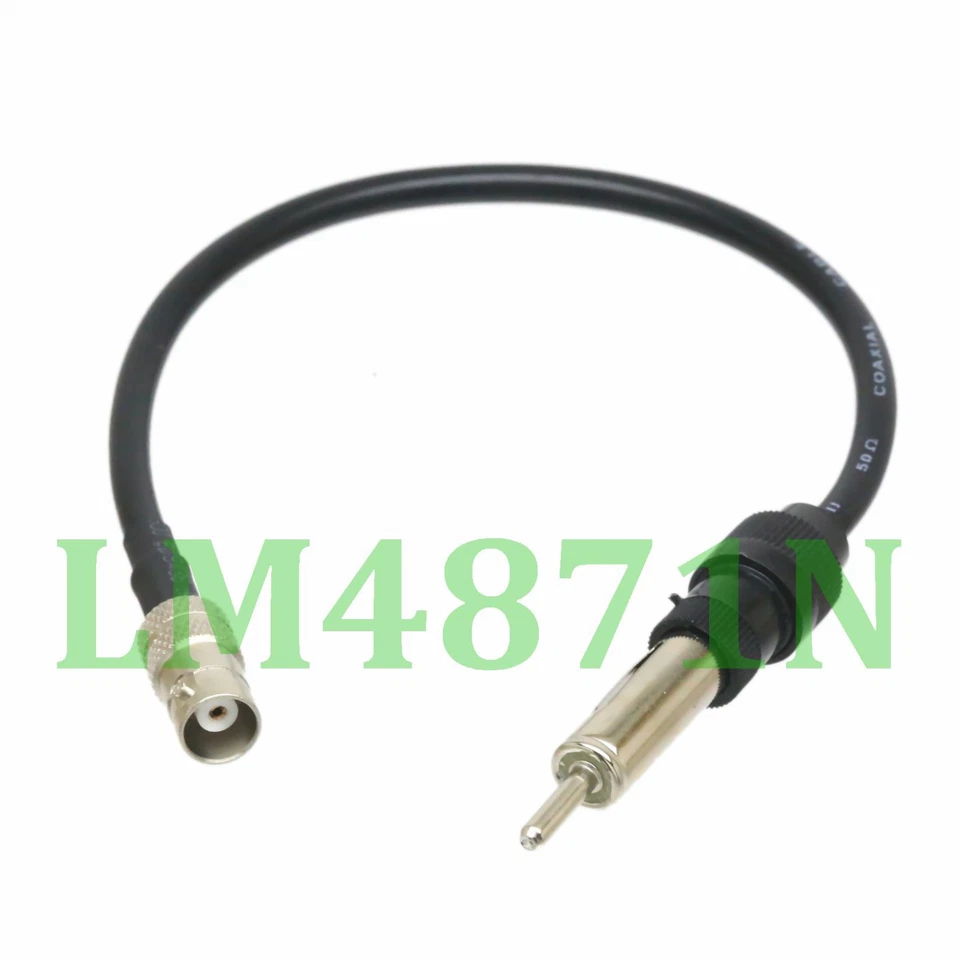 BNC jack to DIN plug Car audio radio AM FM CD DVD Aerial antenna RG58 10" Cable - Image 1 of 1