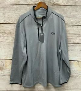 Callaway Pullover Golf Shirt Mens SZ 2XL Grey Warm 50 UPF Wicking Zip Neck New - Picture 1 of 3