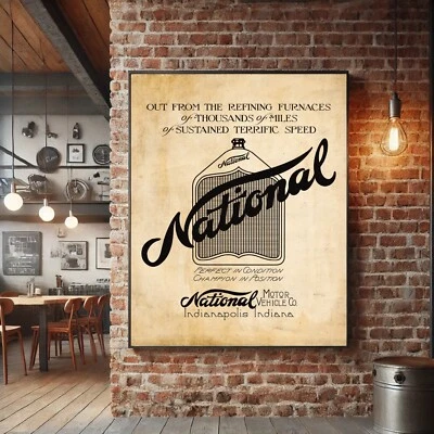 National Motor Car Vintage Poster 1912 Indy 500 Winner Wall Art Print Fans Gift - Image 1 of 2