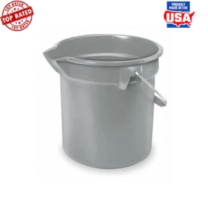 14-Qt Round Utility Bucket Metal Handle Plastic Cover Gray Spout Measuring Lines - Picture 1 of 3