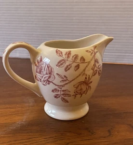 Churchill England Antique Rose Pink Creamer Red Roses Made in ENGLAND 4" Tall - Picture 1 of 5