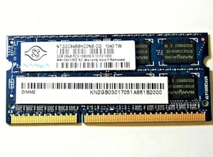 Nanya Original 2GB 2Rx8 PC3-10600S DDR3 Genuine Laptop Ram NT2GC64B8HCONS-CG - Picture 1 of 2