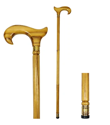 Bastão de caminhada branco elegante para homens mulheres - Clássico feito à mão bengala de madeira - Imagem 1 de 4