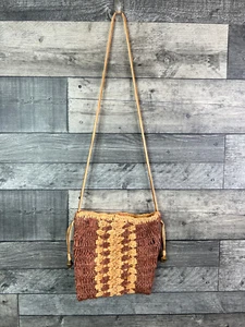 Bolso Bandolera Free People Natural Marrón Ola de Calor Paja Rafia Tejido Mimbre Boho - Imagen 1 de 11