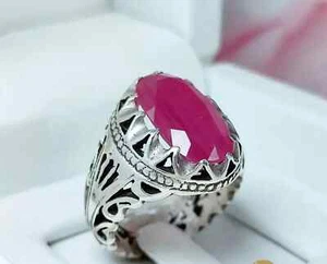 Anello uomo rubino africano rubino grande naturale design grazioso argento sterling 925 - Foto 1 di 3