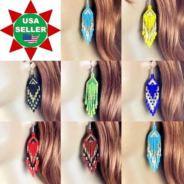  NEW HANDMADE BEADED FASHION MULTI-COLOR DROP/DANGLE HOOK EARRINGS NICKLE FREE - Image 1 of 1