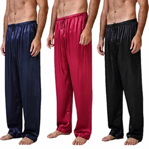 Herren Seide Satin Pyjama Schlafanzug Hose Schlafhose Nachtwäsche Nachtwäsche Heiß - Bild 1 von 17